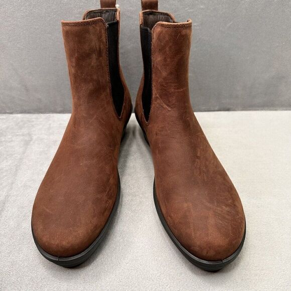 Womens 8-8.5 / EU 39 Ecco Skyler Ankle Boots Brown Nubuck Chelsea Wedge EUC - Picture 2 of 9